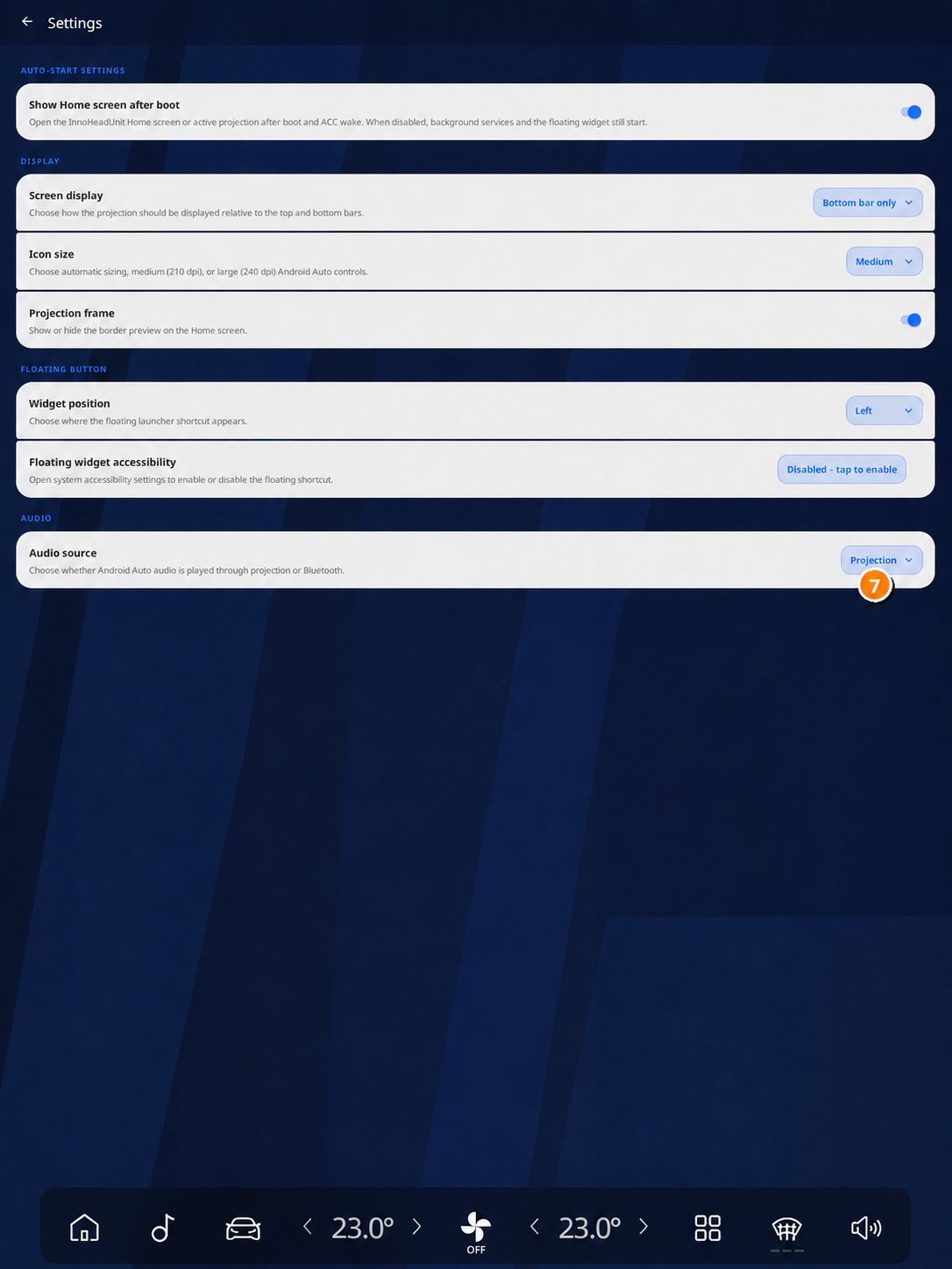 Prikaz postavke Audio source