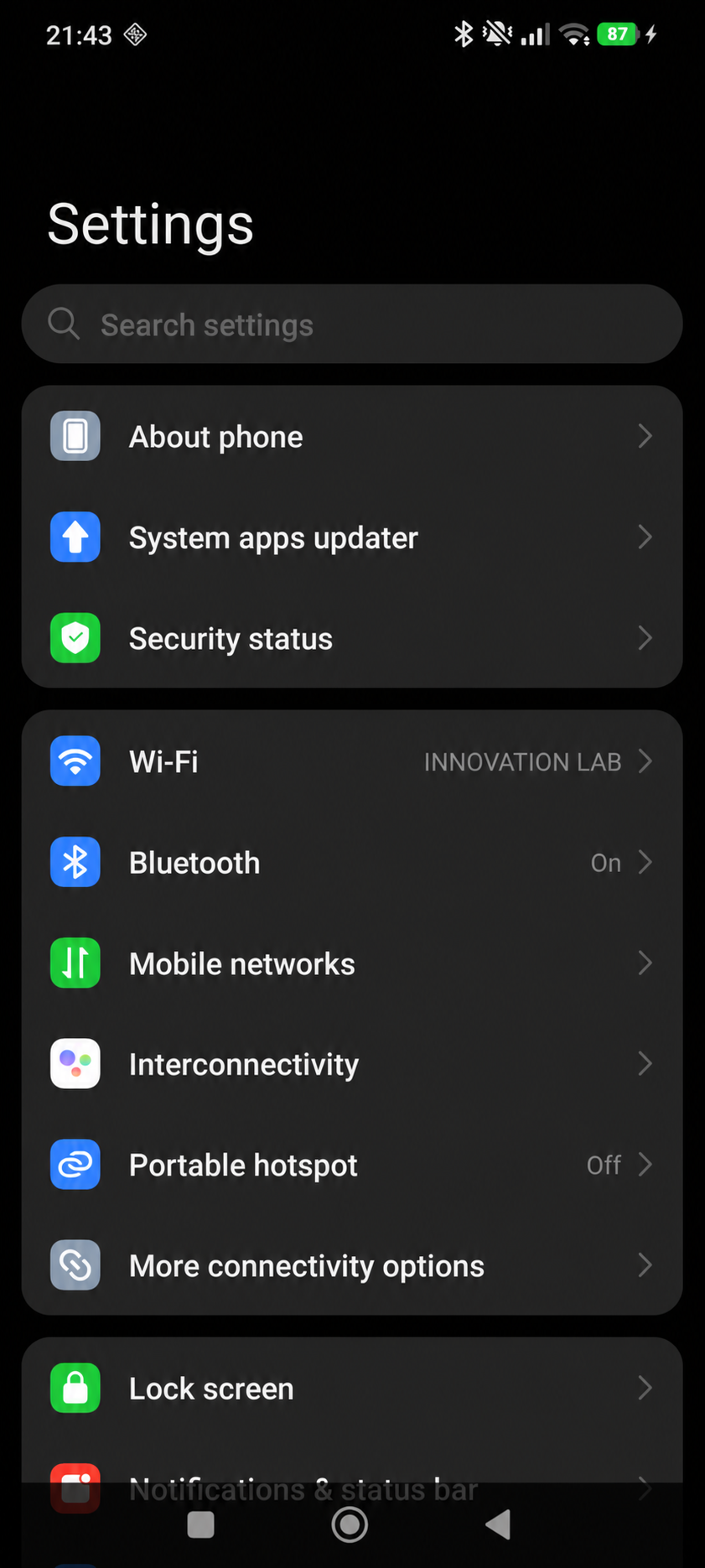 Bluetooth u postavkama telefona