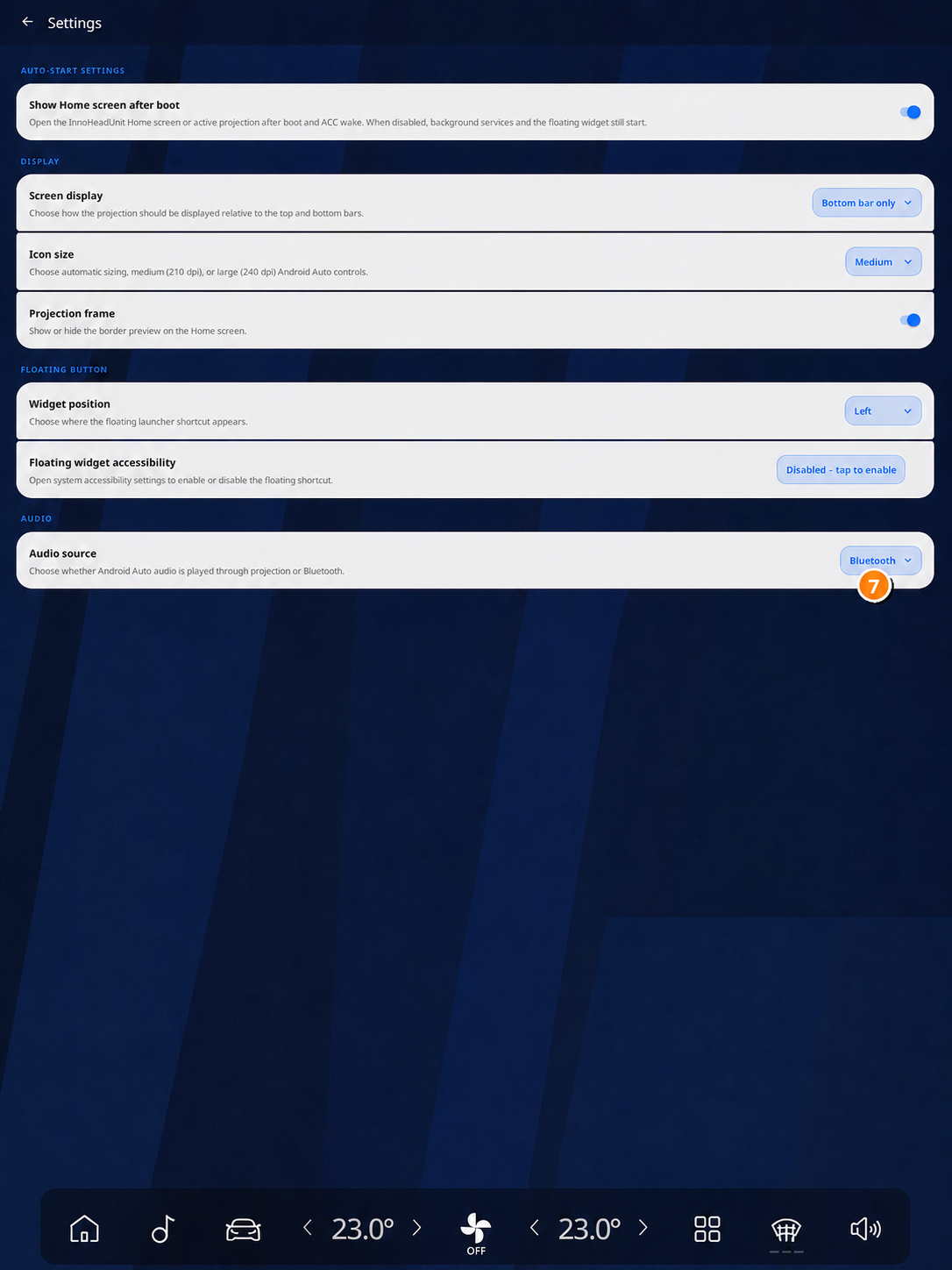 Prikaz postavke Audio source
