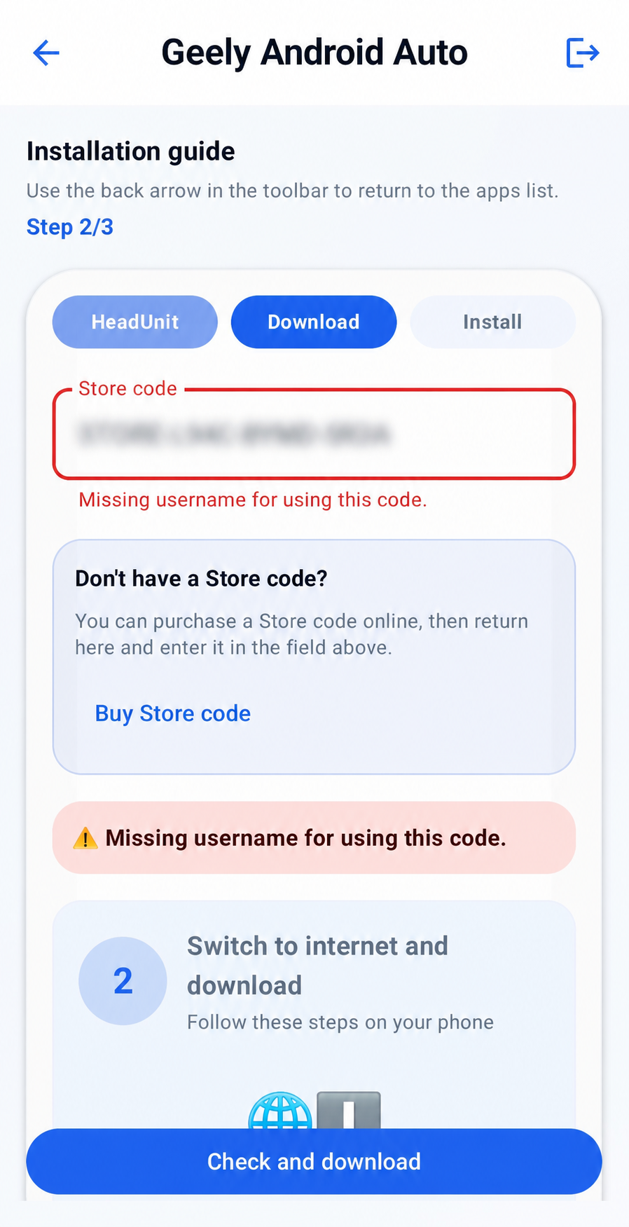 Logout nakon poruke Missing username