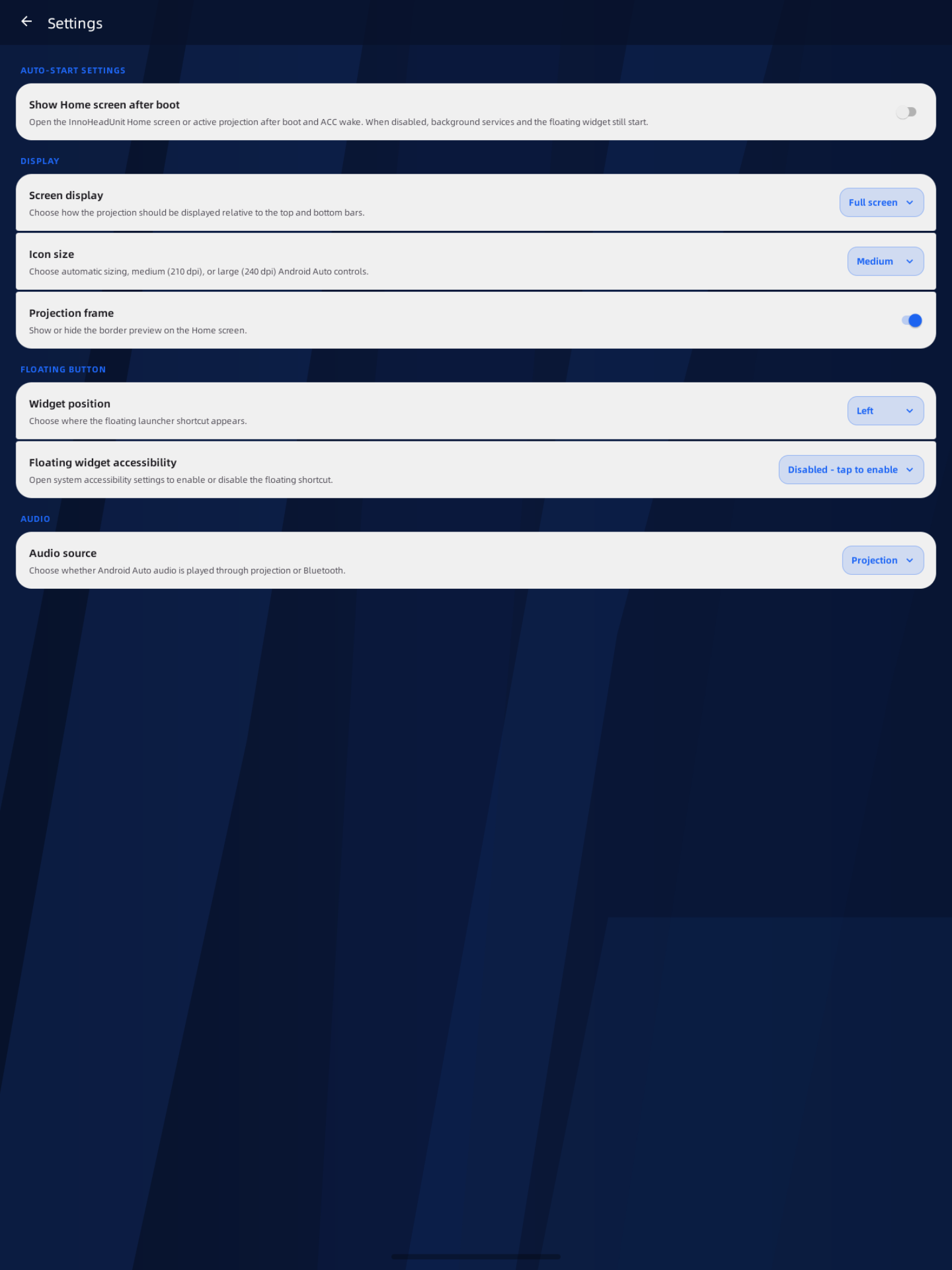 Prikaz postavke Screen display