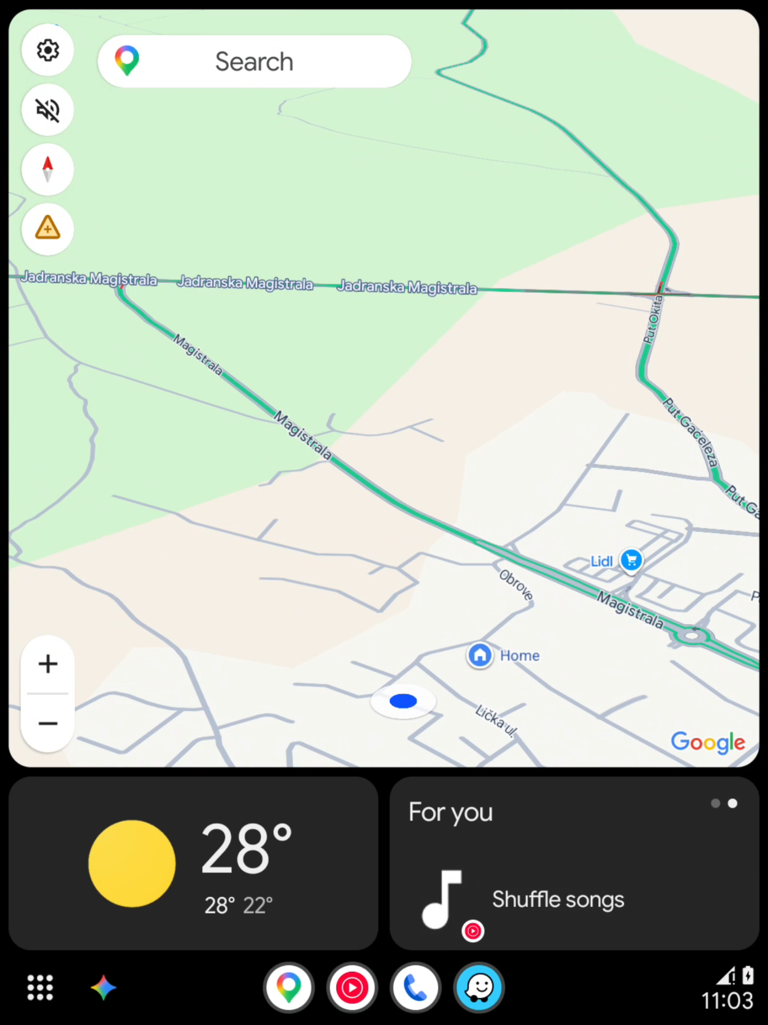 Android Auto prikaz preko cijelog zaslona