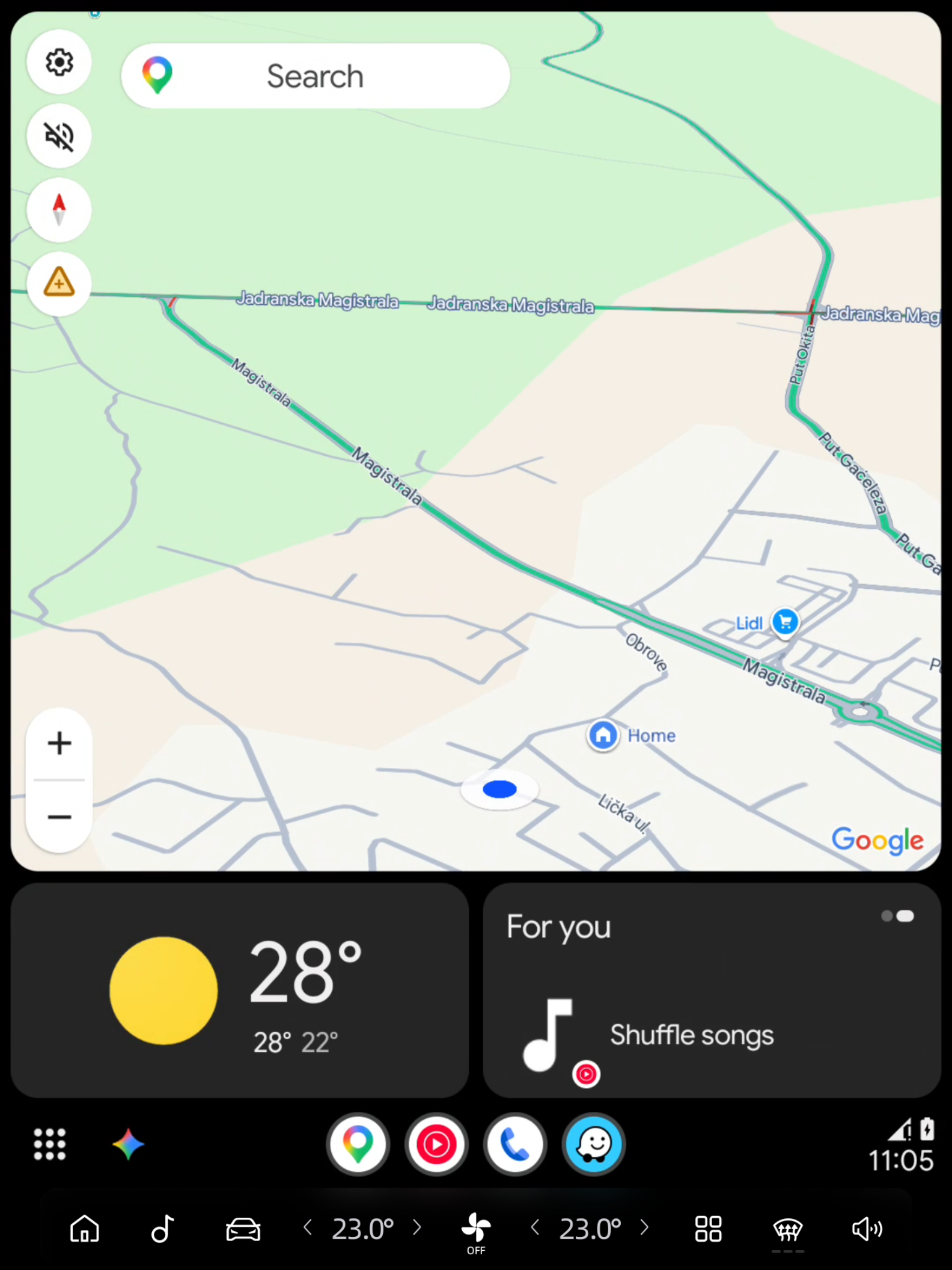 Android Auto prikaz samo s donjom trakom