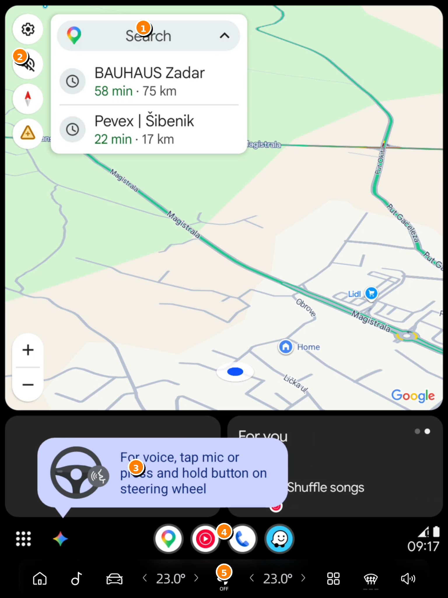 Označeni prikaz koraka 32: 32. Aktivna Android Auto projekcija na HeadUnitu