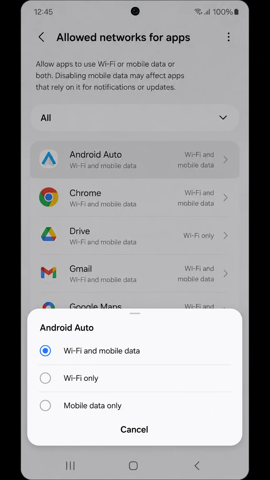 5. Odaberite Mobile data only - Samsung One UI